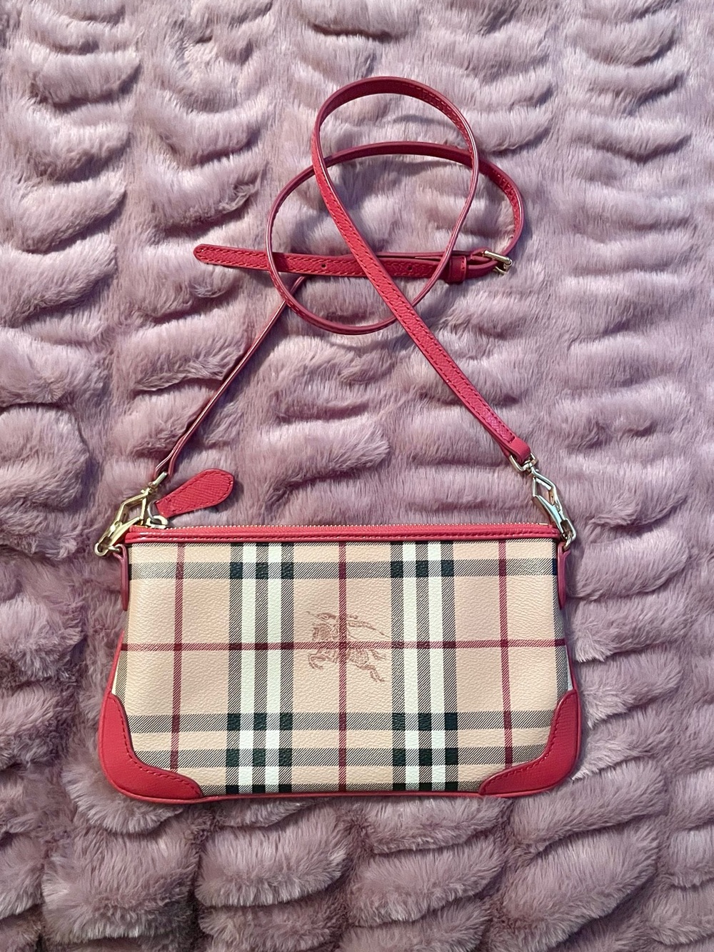 Burberry Haymarket Check Coated Canvas Peyton Crossbody Bag
